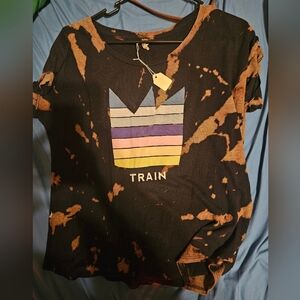 Band Train Womens Medium Bleached Graphic T-Shirt